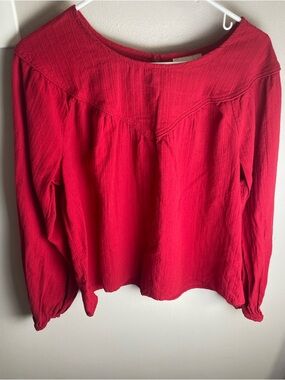 Universal Thread 100% Red Long-Sleeve Peasant Top